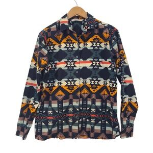 Woolrich Womens Medium Cotton Flannel Southwestern Geometric Button Down Shirt